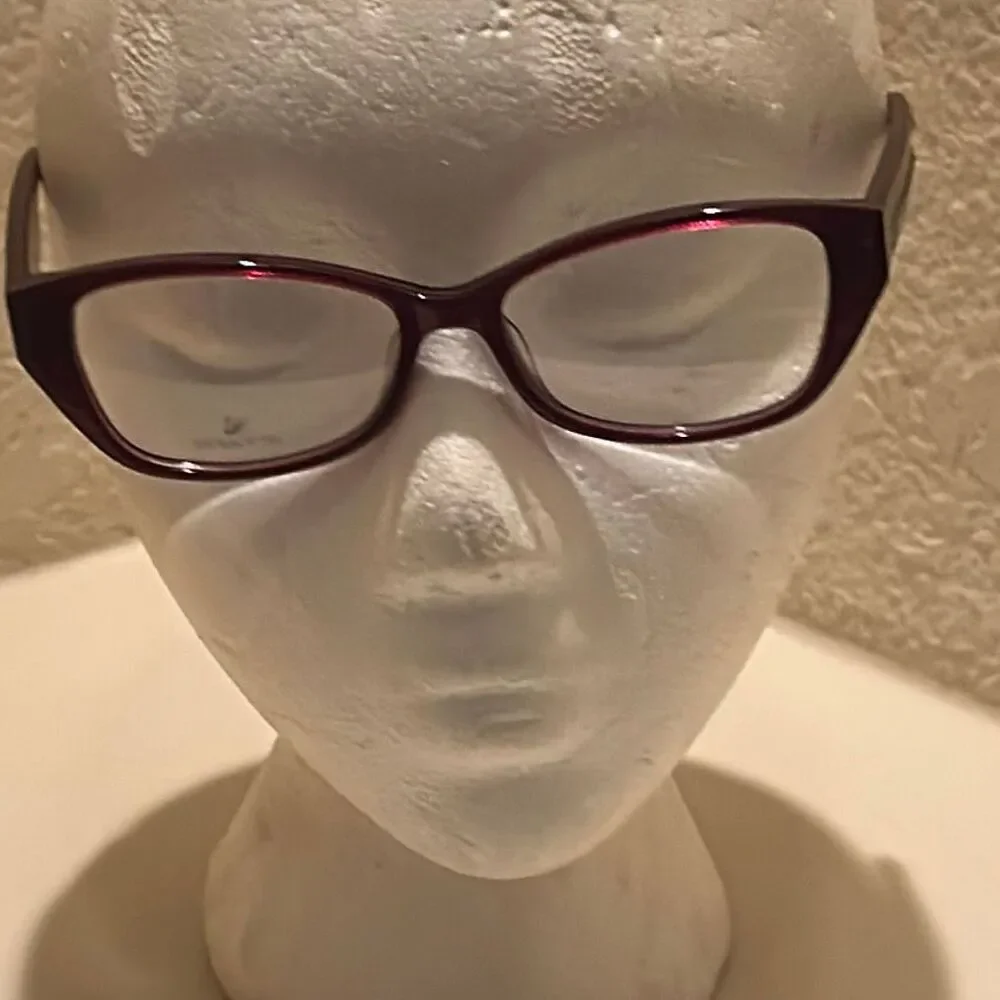 Swarovski Crystal Side Eyeglasses Burgundy Red Statement Twee Teacher Secretary